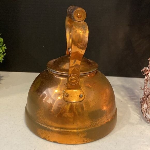 Vintage Antique 7" Copper Teapot Kettle with Lid - Picture 5 of 16